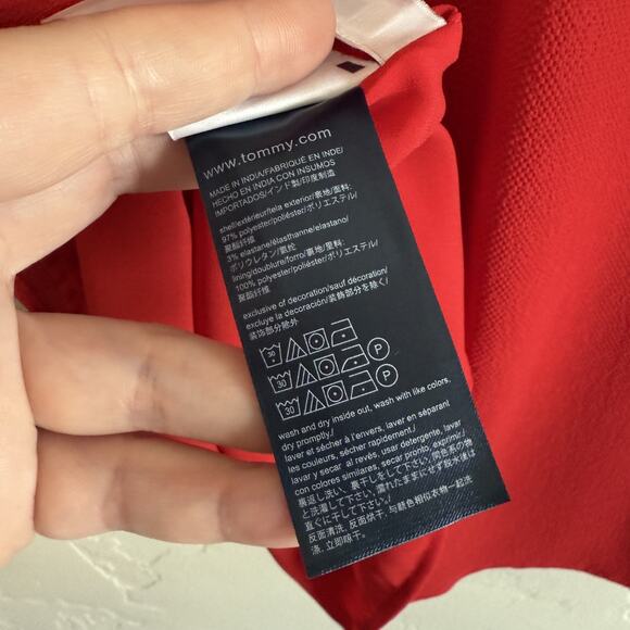 NWT New Tommy Hilfiger Size Large Blouse - Red Short Sleeve Bow - Picture 9 of 9